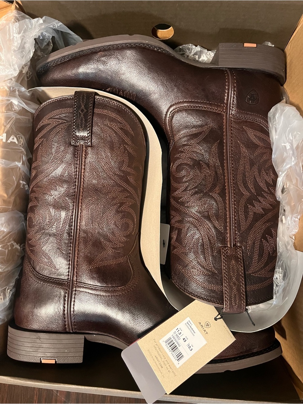 Ariat Brown Embroidered Leather Western Work Boots